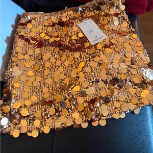 Urban way  Metallic Gold Sequin Mini Skirt